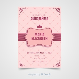 Quinceanera hearts invitation template