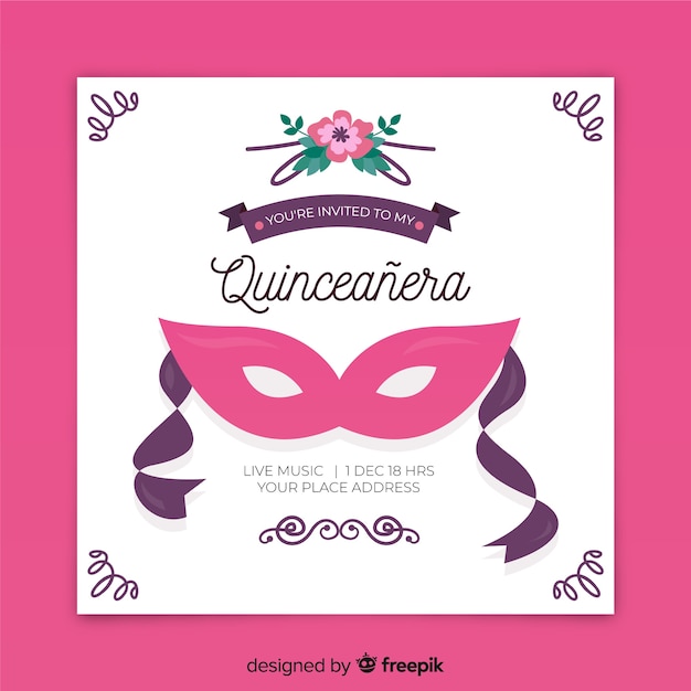 Приглашение участника quinceañera masquerada