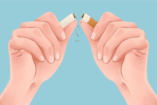 Free vector quit smoking concept with breaking cigarette