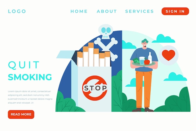 Free vector quit smoking landing page