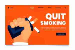 Free vector quit smoking landing page