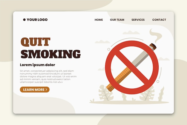 Free vector quit smoking landing page