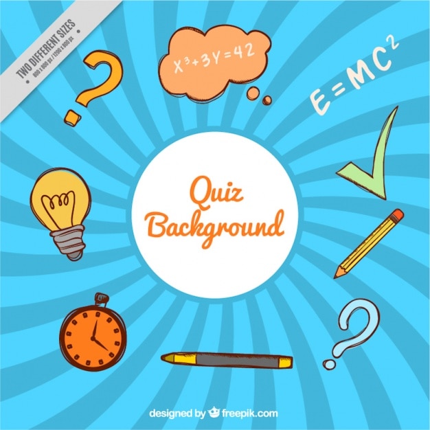 Free vector quiz background with hand-drawn items