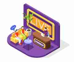 Free vector quiz tv show concept with broadcast isometric illustration