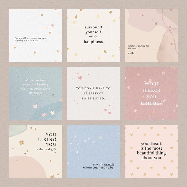 Quote social media template set