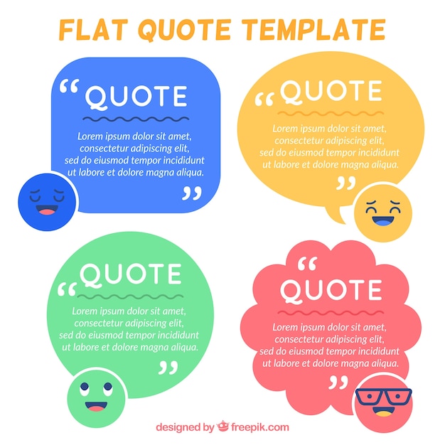 quote template set with smileys