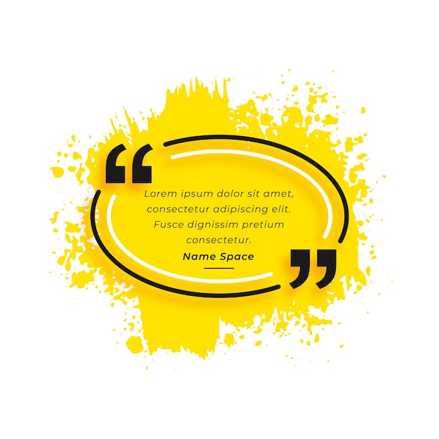 Vettore gratuito casella di testo preventivo in giallo splash sfondo