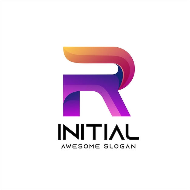 Free vector r letter logo initial gradient colorful