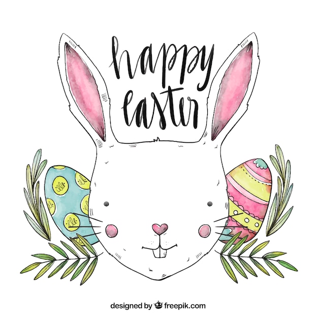 Бесплатное векторное изображение Кролик фон с пасхальными яйцами