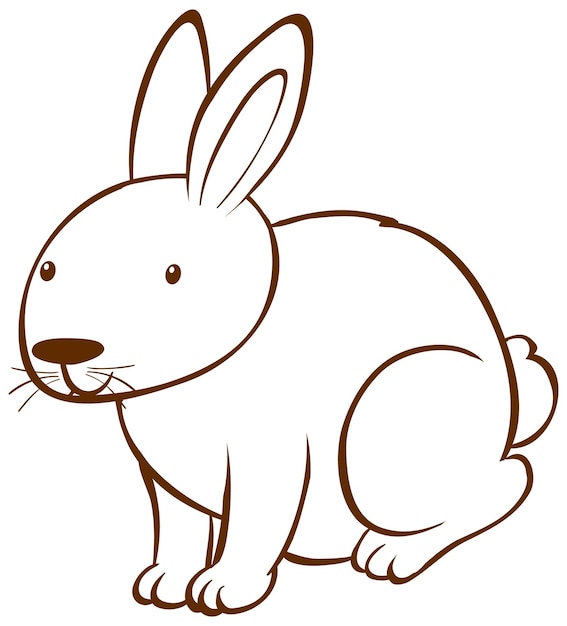 Rabbit in doodle simple style on white background