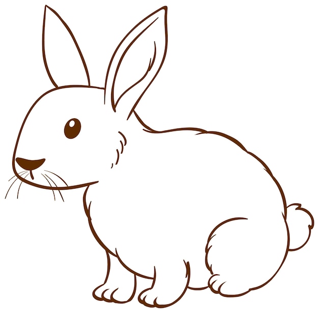 Rabbit in doodle simple style on white background