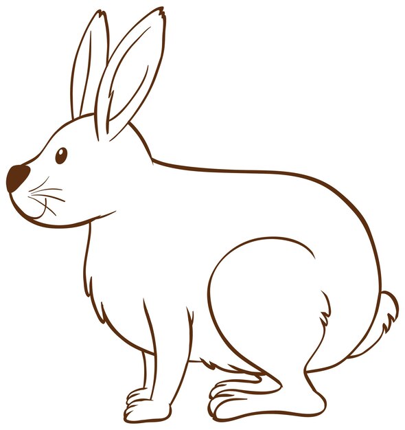 Rabbit in doodle simple style on white background