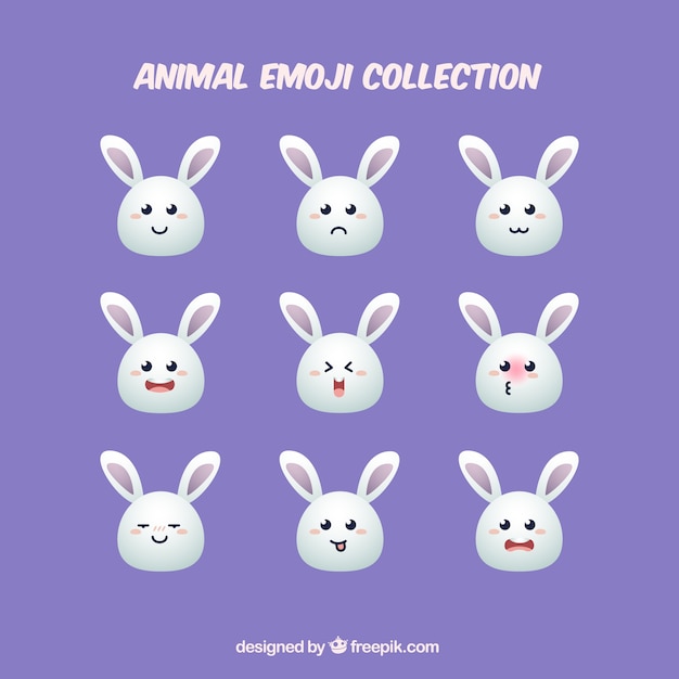 Rabbit emoticon set