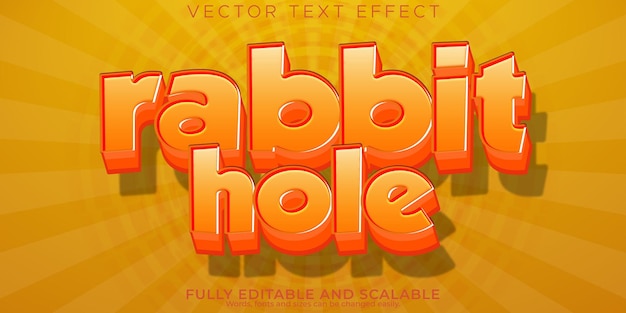 Free vector rabbit hole text effect editable cartoon and kids text style