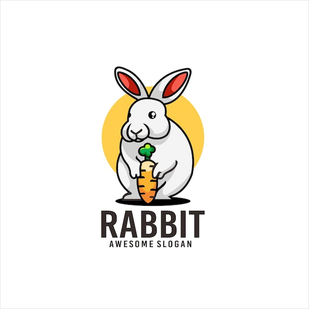 Vettore gratuito disegno del logo della mascotte dell'illustrazione del coniglio