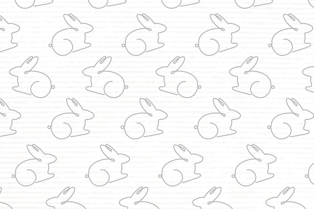 토끼 패턴 흰색 배경, 원활한 라인 아트 디자인 벡터