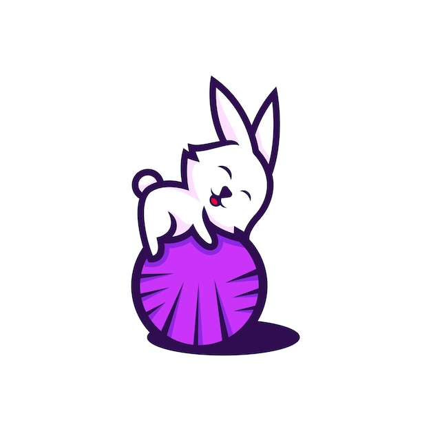 Free vector rabbit playing the ball mascot logo