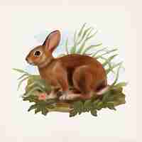 Free vector rabbit retro animal illustration