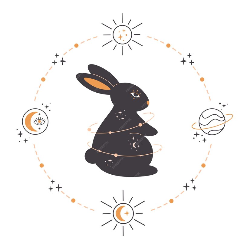 Premium Vector Rabbit with astrology esoteric mystic and magician