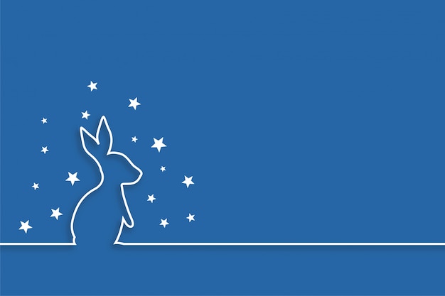 Rabbit with stars in line style design
