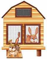 Free vector rabbits in the wooden coop