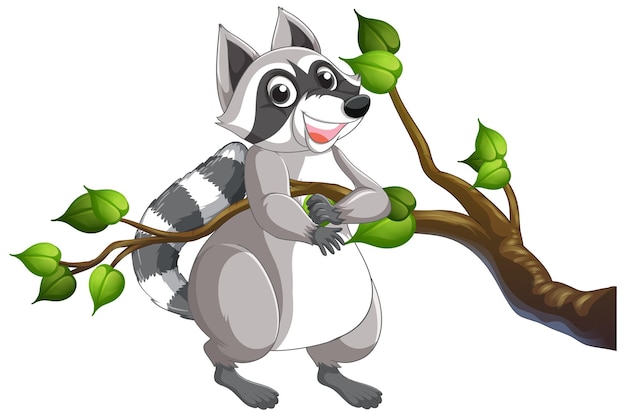 Free vector raccoon on the branch