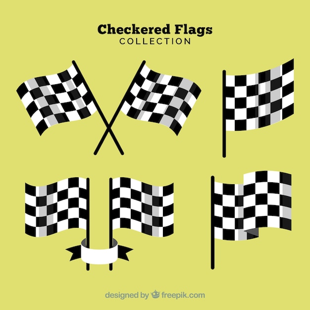 Free vector race checkered flag collection with realistic design