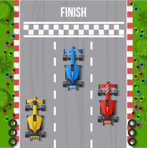 Free vector race finish top view illustration