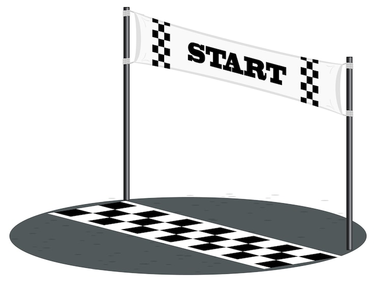 Free Vector race line with start banner isolated