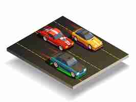 Free vector race track cars composition