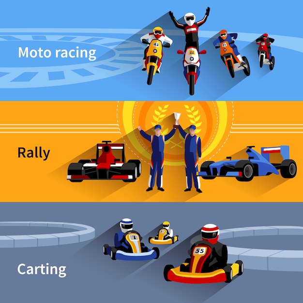 Vettore gratuito set di banner racer