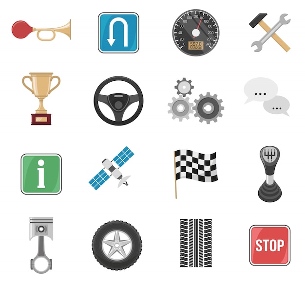 Гоночный автомобиль icon set