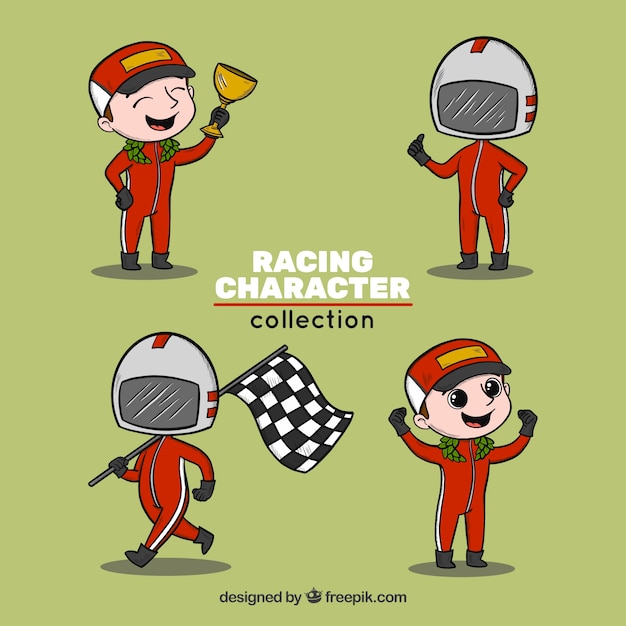 Free vector racing character collection