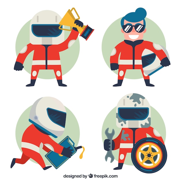 Free vector racing character set