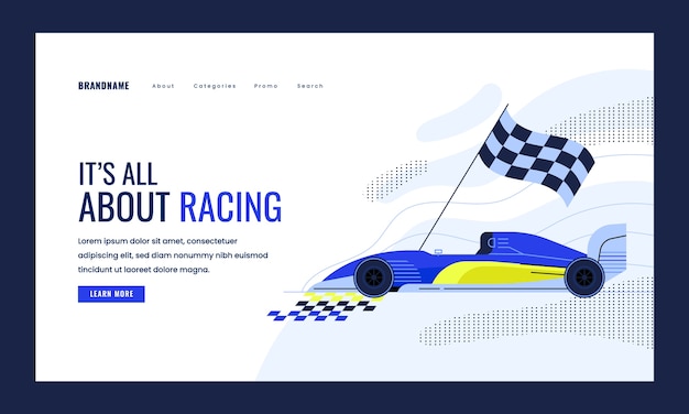 Free vector racing competition landing page template