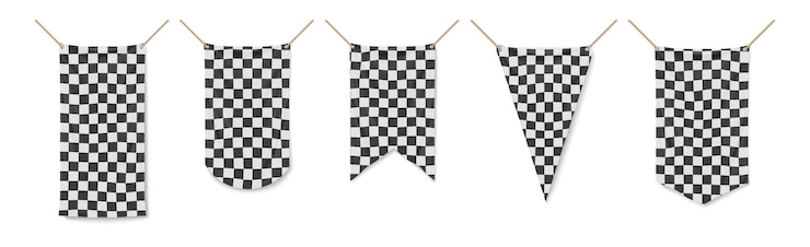 Free Vector racing flags vinyl banners checkered pennons set