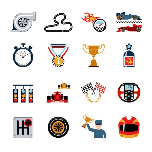 Vettore gratuito racing icons set