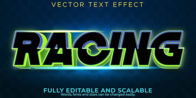 Free vector racing text effect, editable speed and sport text style