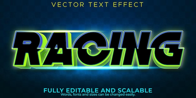 Racing text effect, editable speed and sport text style