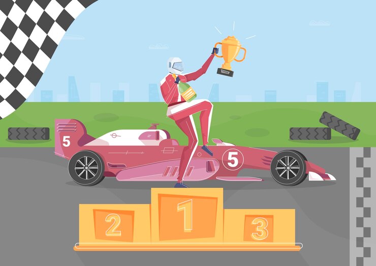 Free Vector racing victory background with professional sport symbols flat