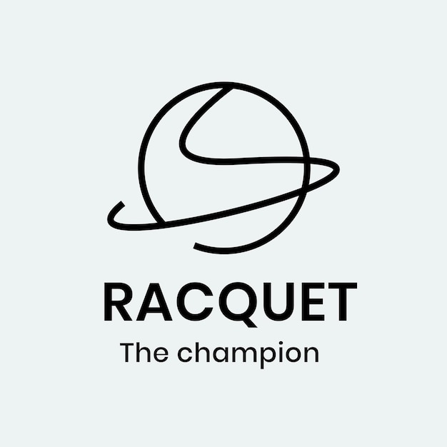 Шаблон логотипа ракетки, спортивный клуб бизнес графика в минималистском векторе дизайна