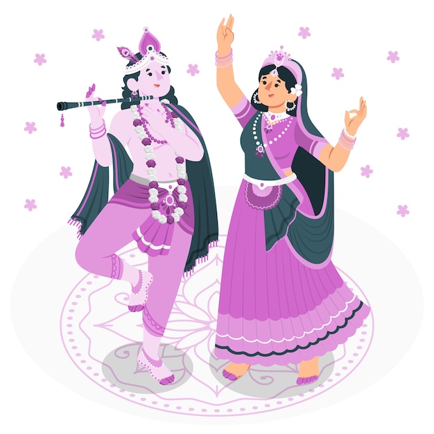 Free vector radha and krishna concept illustration