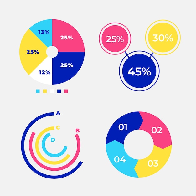 무료 벡터 방사형 infographic 세트