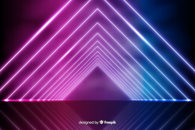 Radiant geometrical neon lights background