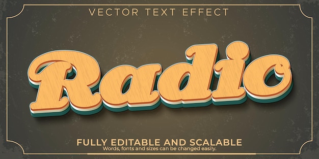 Free vector radio retro text effect, editable vintage and old text style
