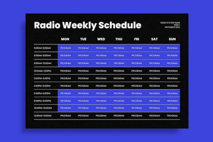 Free Vector radio schedule template design