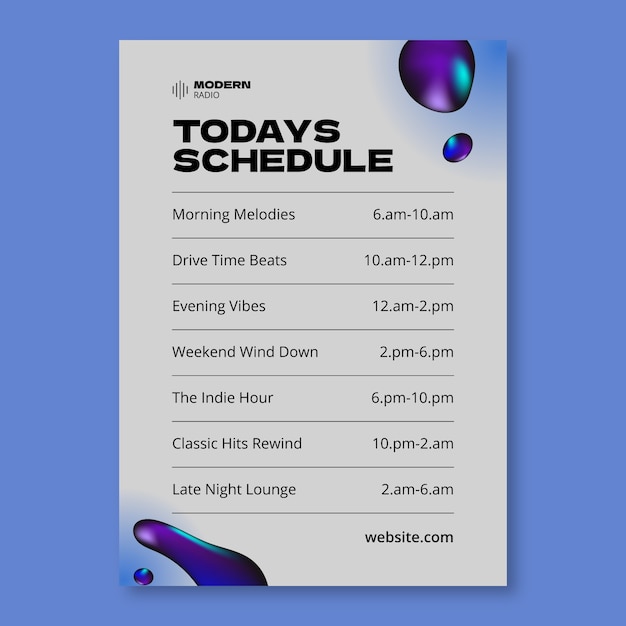 Radio schedule template design