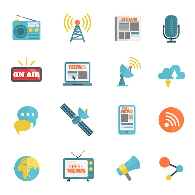 Free vector radio and television icons collectio
