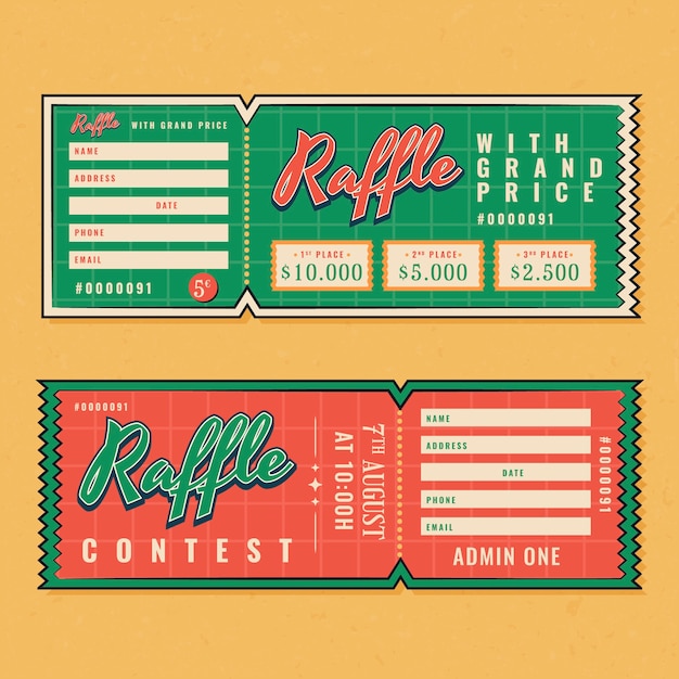 Free Vector Raffle ticket template set Free Vector Raffle ticket template set