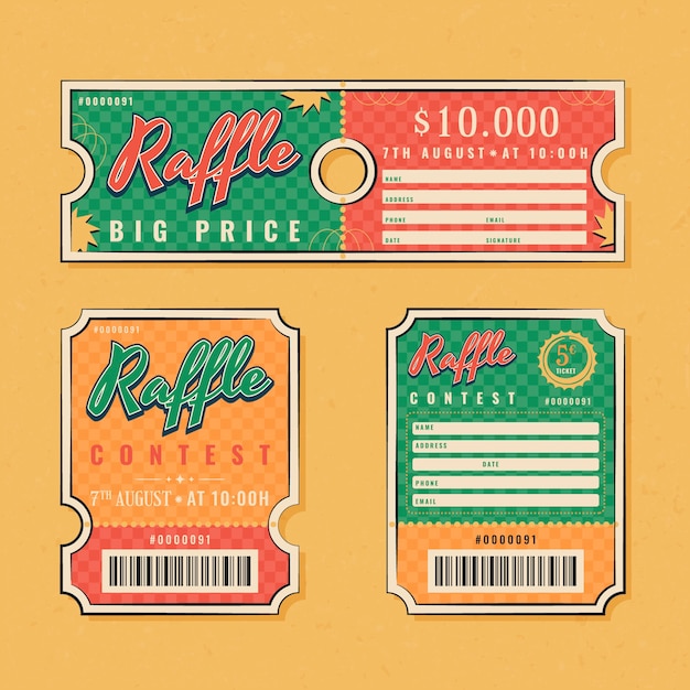 Raffle ticket template set